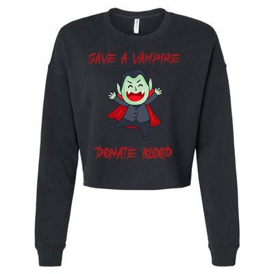 Cute Save A Vampire Donate Blood Vampire Halloween Cropped Pullover Crew
