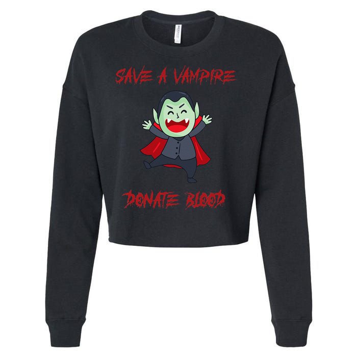 Cute Save A Vampire Donate Blood Vampire Halloween Cropped Pullover Crew