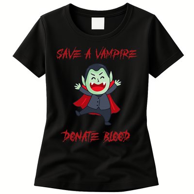 Cute Save A Vampire Donate Blood Vampire Halloween Womens T-Shirt