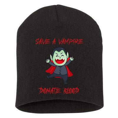 Cute Save A Vampire Donate Blood Vampire Halloween Short Acrylic Beanie