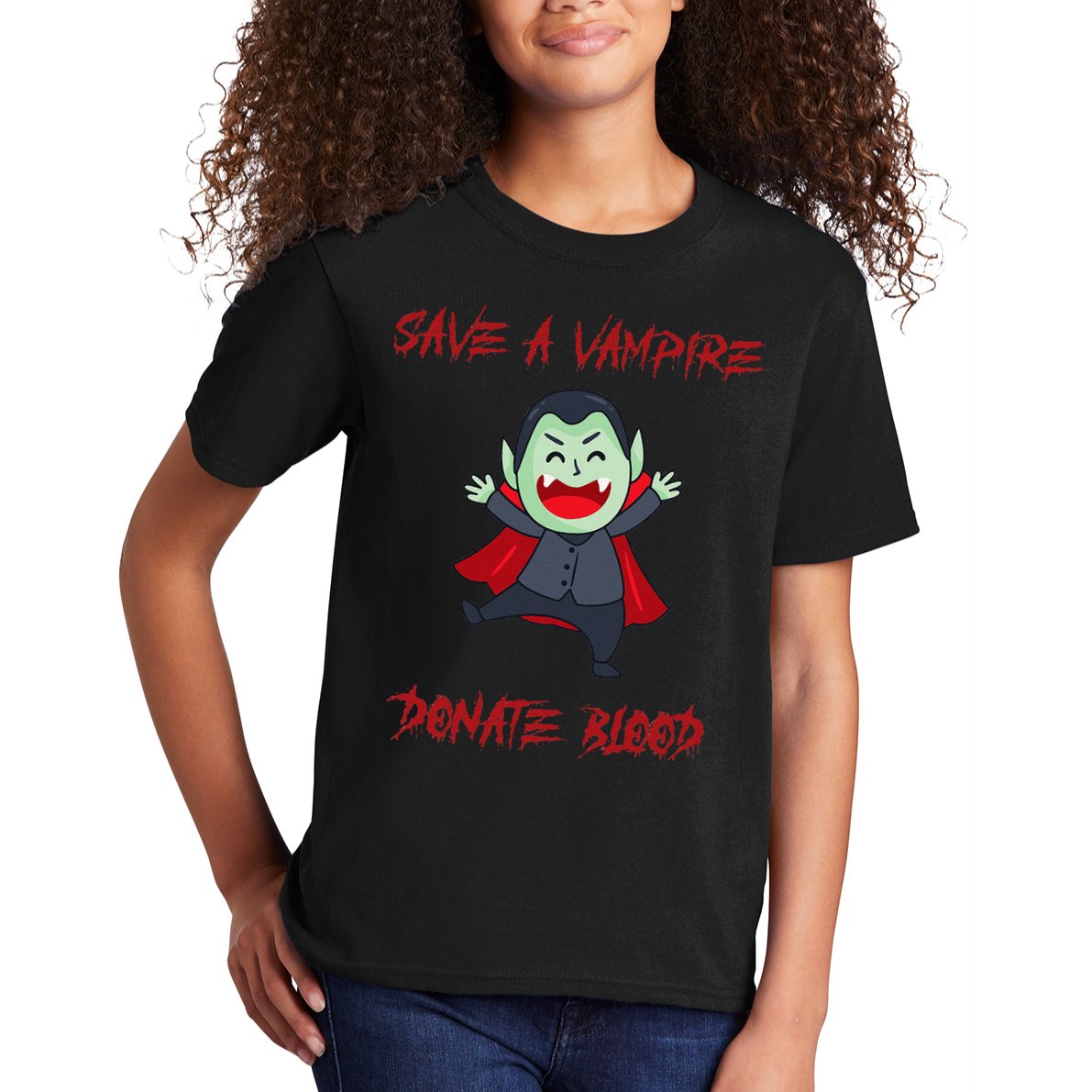 Cute Save A Vampire Donate Blood Vampire Halloween Kids T-Shirt