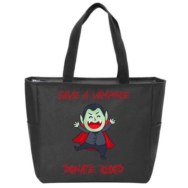 Cute Save A Vampire Donate Blood Vampire Halloween Zip Tote Bag