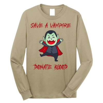 Cute Save A Vampire Donate Blood Vampire Halloween Long Sleeve Shirt