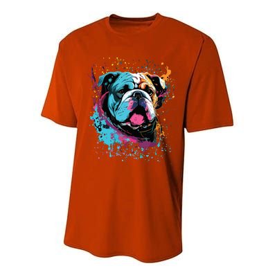 Colorful Splash Art English Bulldog Portrait Puppy Owner Performance Sprint T-Shirt