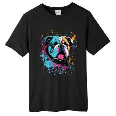 Colorful Splash Art English Bulldog Portrait Puppy Owner Tall Fusion ChromaSoft Performance T-Shirt