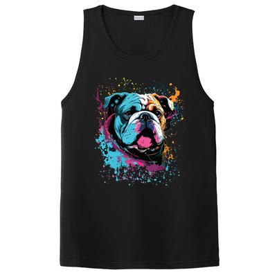 Colorful Splash Art English Bulldog Portrait Puppy Owner PosiCharge Competitor Tank