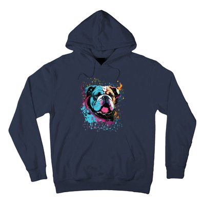 Colorful Splash Art English Bulldog Portrait Puppy Owner Hoodie