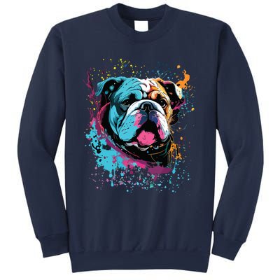 Colorful Splash Art English Bulldog Portrait Puppy Owner Sweatshirt