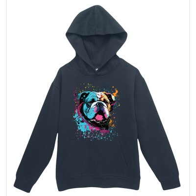 Colorful Splash Art English Bulldog Portrait Puppy Owner Urban Pullover Hoodie