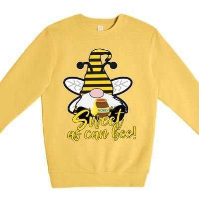 Cute Sweet As Can Bee Gnome Yellow Honey Bees Gift Premium Crewneck Sweatshirt