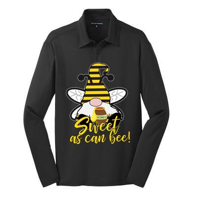 Cute Sweet As Can Bee Gnome Yellow Honey Bees Gift Silk Touch Performance Long Sleeve Polo