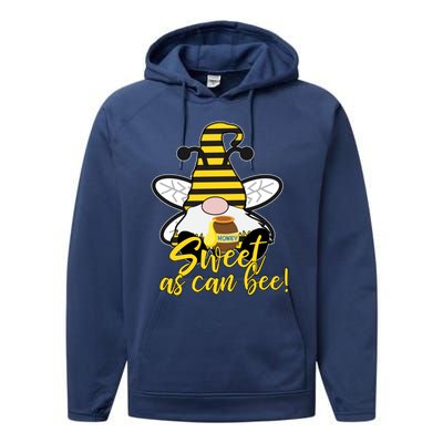 Cute Sweet As Can Bee Gnome Yellow Honey Bees Gift Performance Fleece Hoodie