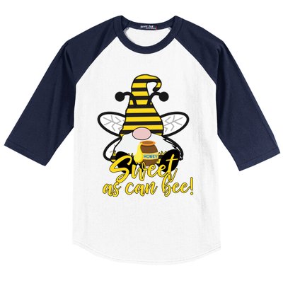 Cute Sweet As Can Bee Gnome Yellow Honey Bees Gift Baseball Sleeve Shirt