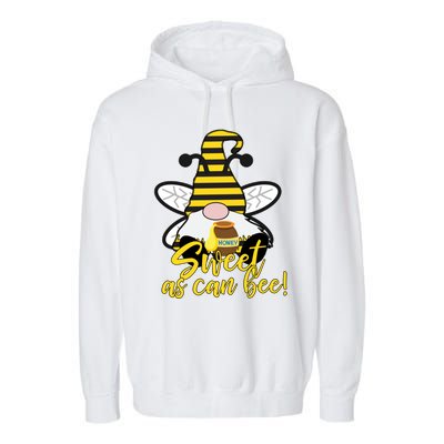 Cute Sweet As Can Bee Gnome Yellow Honey Bees Gift Garment-Dyed Fleece Hoodie