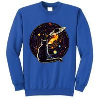 Cat Staring At Planet Saturn Cat Dad Cat Lover Sweatshirt