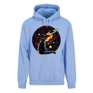 Cat Staring At Planet Saturn Cat Dad Cat Lover Unisex Surf Hoodie