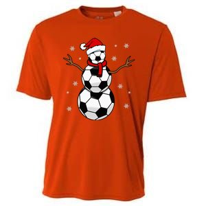 Christmas Soccer Ball Winter Snowman Cooling Performance Crew T-Shirt