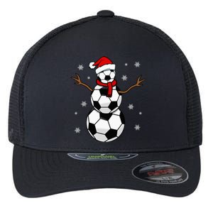 Christmas Soccer Ball Winter Snowman Flexfit Unipanel Trucker Cap