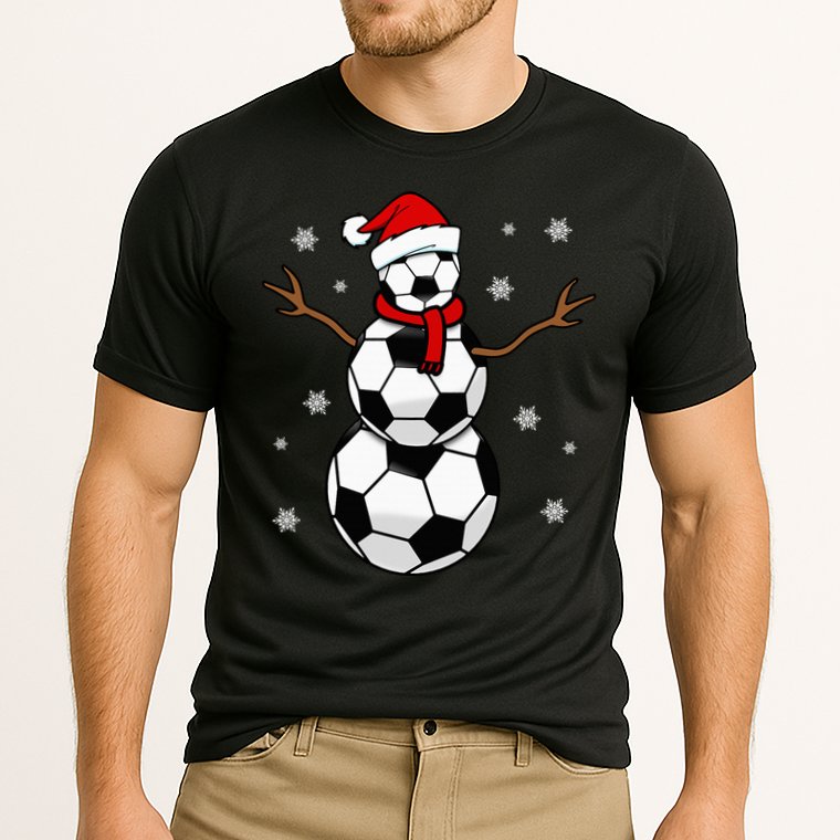 Christmas Soccer Ball Winter Snowman Cooling Performance Crew T-Shirt