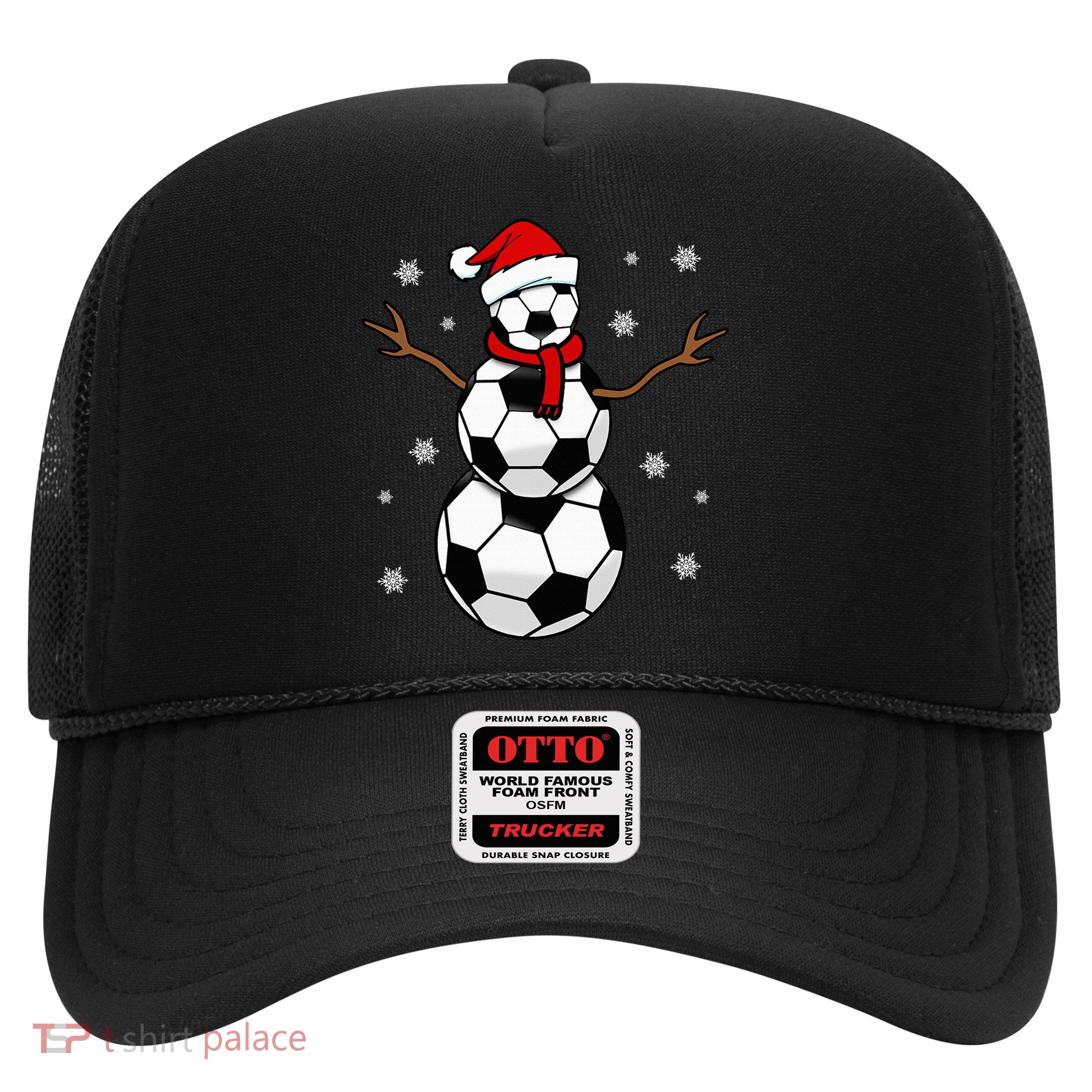 Christmas Soccer Ball Winter Snowman Trucker Hat