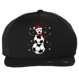 Christmas Soccer Ball Winter Snowman Wool Snapback Cap