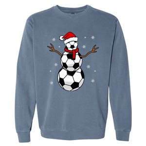 Christmas Soccer Ball Winter Snowman Garment-Dyed Sweatshirt