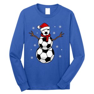 Christmas Soccer Ball Winter Snowman Long Sleeve Shirt