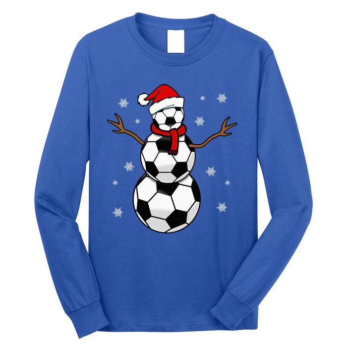 Christmas Soccer Ball Winter Snowman Long Sleeve Shirt