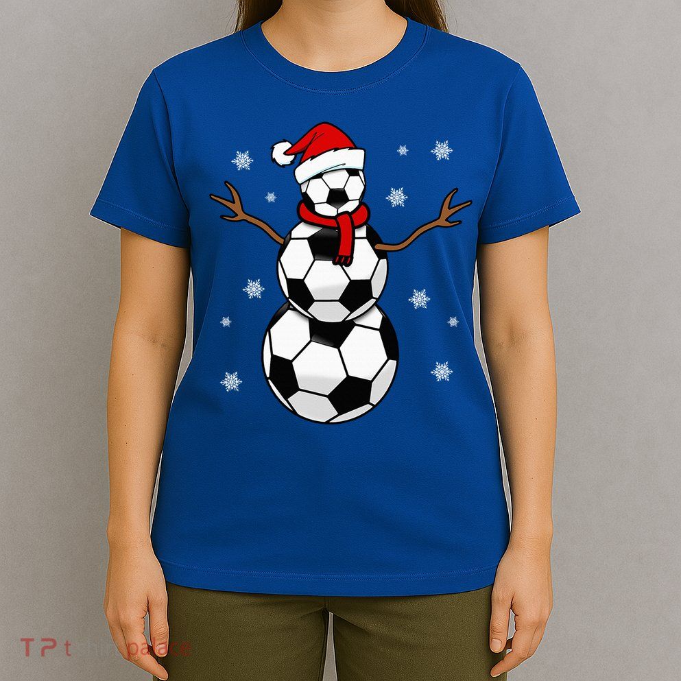 Christmas Soccer Ball Winter Snowman T-Shirt