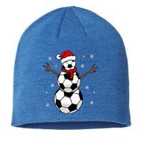 Christmas Soccer Ball Winter Snowman Sustainable Beanie