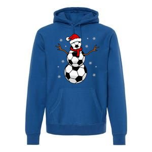 Christmas Soccer Ball Winter Snowman Premium Hoodie