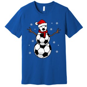 Christmas Soccer Ball Winter Snowman Premium T-Shirt