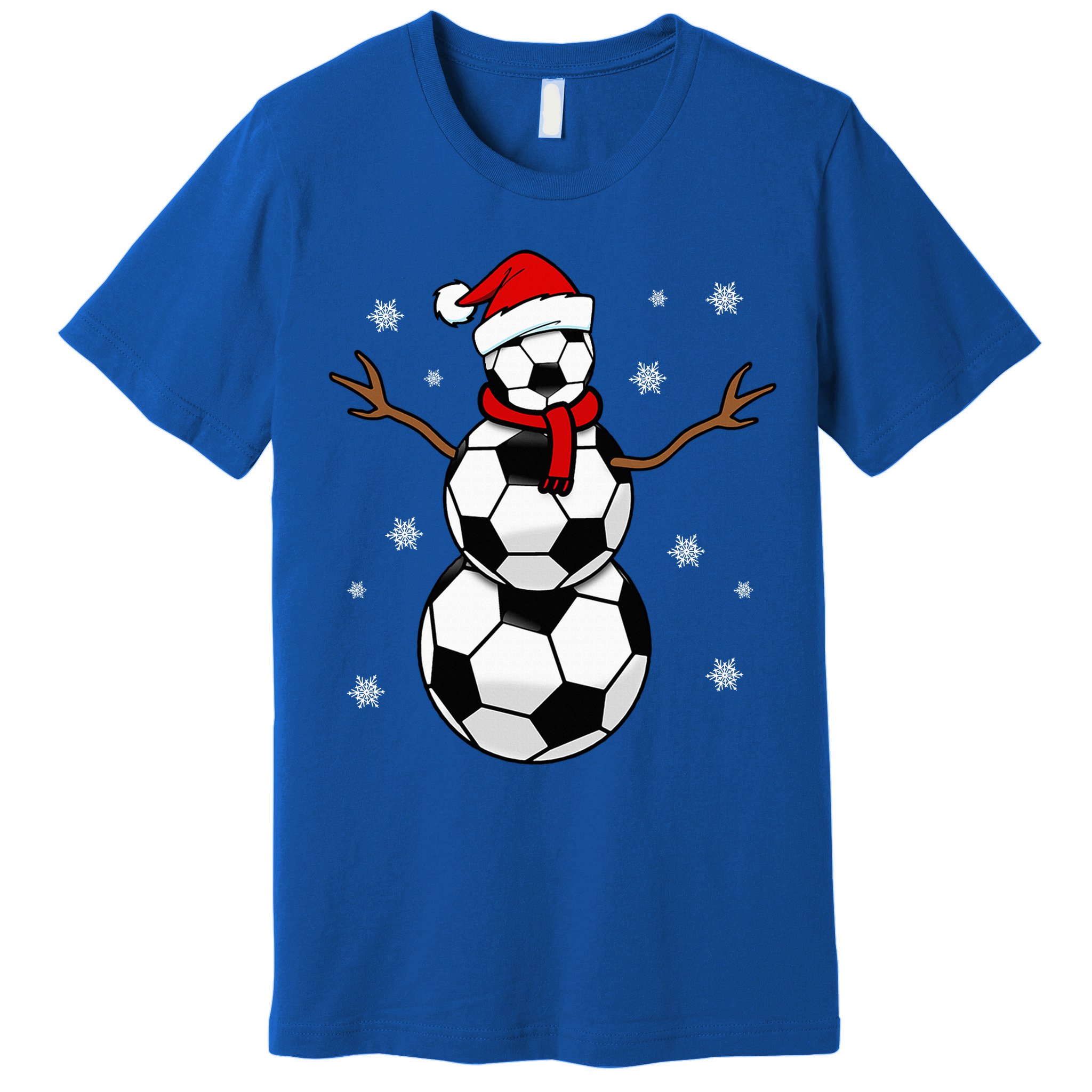 Christmas Soccer Ball Winter Snowman Premium T-Shirt