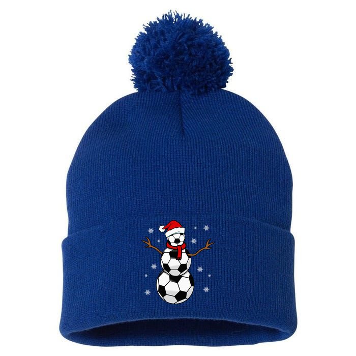 Christmas Soccer Ball Winter Snowman Pom Pom 12in Knit Beanie