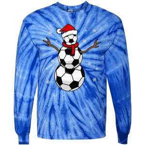 Christmas Soccer Ball Winter Snowman Tie-Dye Long Sleeve Shirt