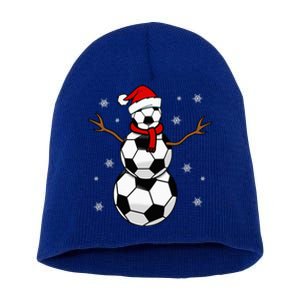 Christmas Soccer Ball Winter Snowman Short Acrylic Beanie