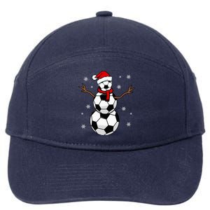 Christmas Soccer Ball Winter Snowman 7-Panel Snapback Hat