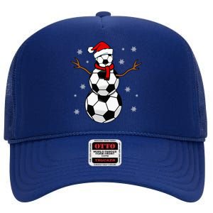 Christmas Soccer Ball Winter Snowman High Crown Mesh Back Trucker Hat