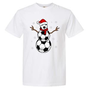 Christmas Soccer Ball Winter Snowman Garment-Dyed Heavyweight T-Shirt