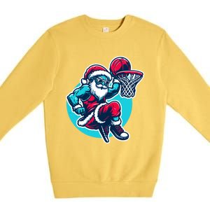 Christmas Santa Basketball Streetball Player Dunking Xmas Great Gift Premium Crewneck Sweatshirt