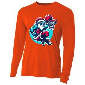 Christmas Santa Basketball Streetball Player Dunking Xmas Great Gift Cooling Performance Long Sleeve Crew