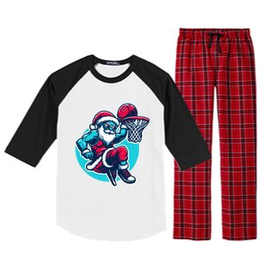 Christmas Santa Basketball Streetball Player Dunking Xmas Great Gift Raglan Sleeve Pajama Set