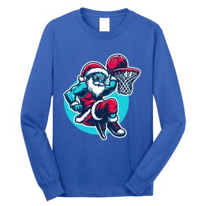 Christmas Santa Basketball Streetball Player Dunking Xmas Great Gift Long Sleeve Shirt