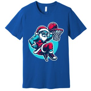 Christmas Santa Basketball Streetball Player Dunking Xmas Great Gift Premium T-Shirt