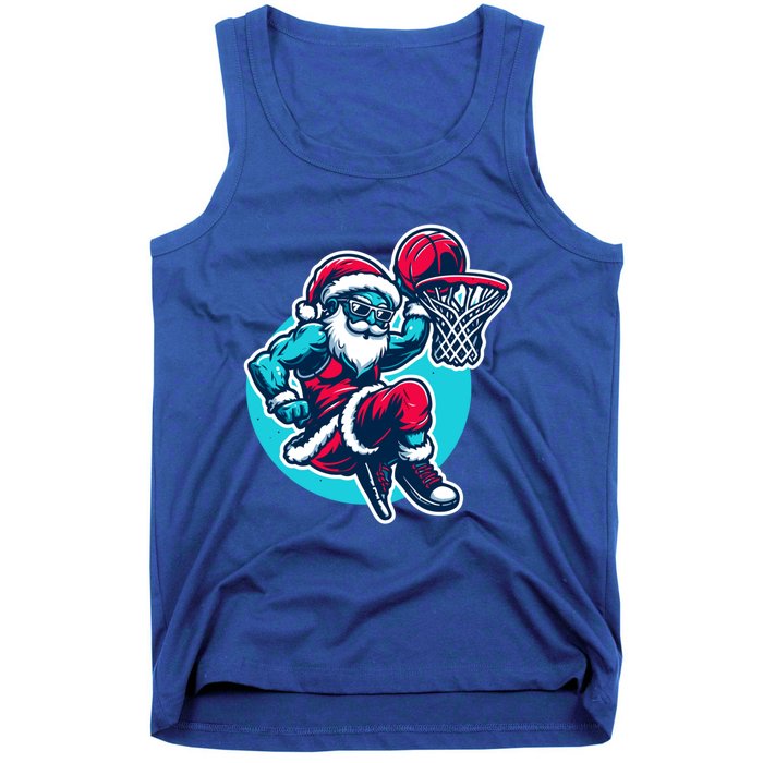 Christmas Santa Basketball Streetball Player Dunking Xmas Great Gift Tank Top