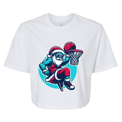 Christmas Santa Basketball Streetball Player Dunking Xmas Great Gift Bella+Canvas Jersey Crop Tee