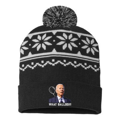 Chinese Spy Balloon Funny Surveillance Joe Biden USA-Made Snowflake Beanie