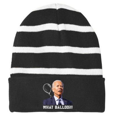 Chinese Spy Balloon Funny Surveillance Joe Biden Striped Beanie with Solid Band