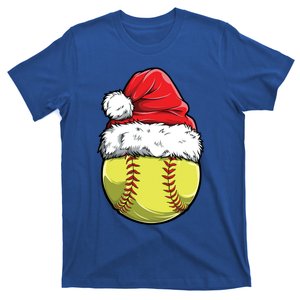 Christmas Softball Ball Santa Hat Xmas Catcher Pitcher Gift T-Shirt