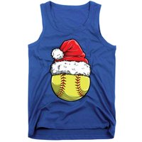 Christmas Softball Ball Santa Hat Xmas Catcher Pitcher Gift Tank Top